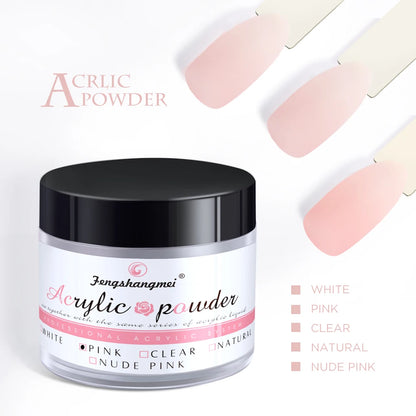 15g 5 Colors Nail Art Acrylic Powder Odorless Non-Toxic Easy Blend No Nail Lamp Needed for Nails Long Lasting Salon Quality DIY