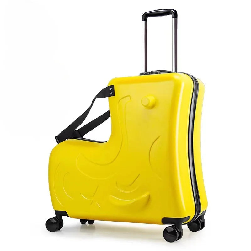 Kids Scooter Suitcase Cartoon Sit & Riding Luggage with 360° Swivel Wheel Pedal Removable Seat Belt Cabin Luggage for Boy Girl
