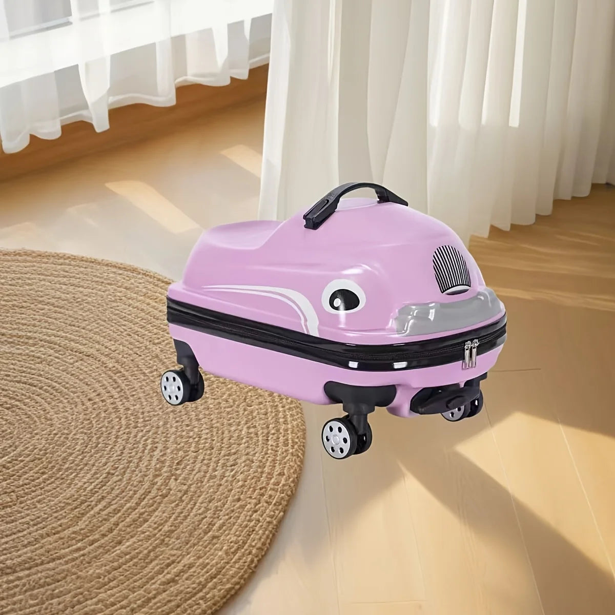 20-Inch Cartoon Car Kids' Pull-Along Suitcase with Spinner Wheels, 88.18LB Capacity, ABS PC Shell, Iron Handle, Zipper Closure