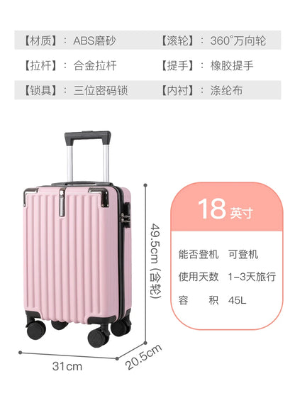 18 inch Student suitcase Travel Bag Women's Bag Back to School Spinner Wheel Suitcase Carry-On Boarding Travel