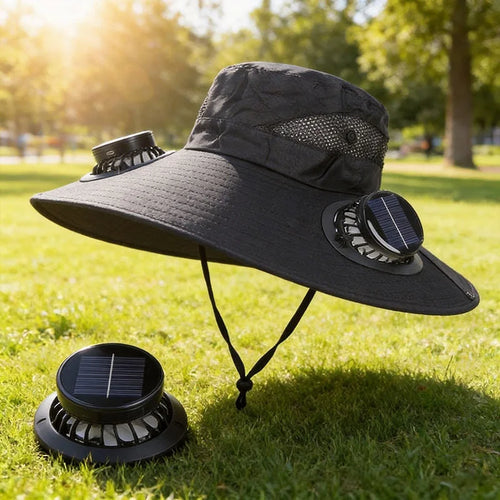 Solar Fan Hat Portable Solar Charging Cap with Fan for Outdoor Camping Fishing Hiking Sunscreen Fisherman Hat