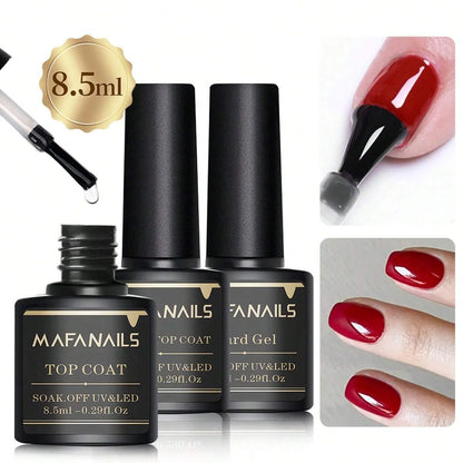 2pcs 8.5ml Base Coat & Top Coat Gel Nail Polish Set - Long Lasting Soak Off LED Nail Lamp Gel Base Top Coat Finish Nail Varnish
