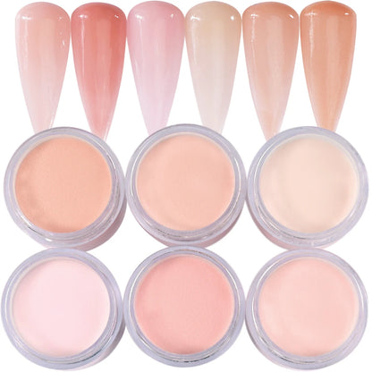 6/12 Colors Nail Acrylic Powder Set Nude/Pink/Brown Nails Crystal Powder for Nail Art Tips Extension 3D Carving Dipping Powder FA