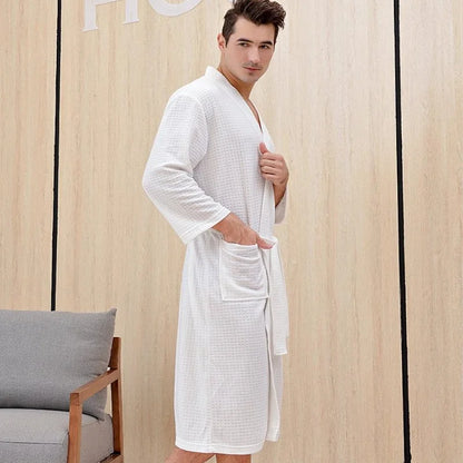 Bathrobe for Men Woman Long Absorbent Terry Bath Robe Kimono Men Towel Bathrobe Solid Sleepwear Women Dressing Gown