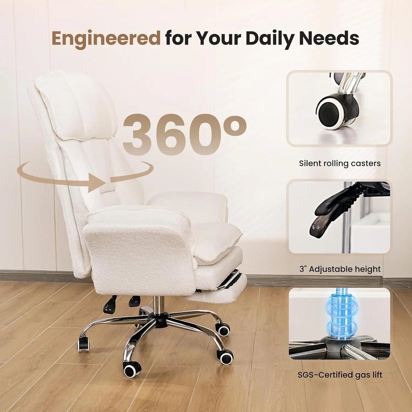 Big and Tall Office Chair, Flip Armrests for Pets & Cross Legged Sitting, Executive Ergonomic Computer Gaming Chair, Customized