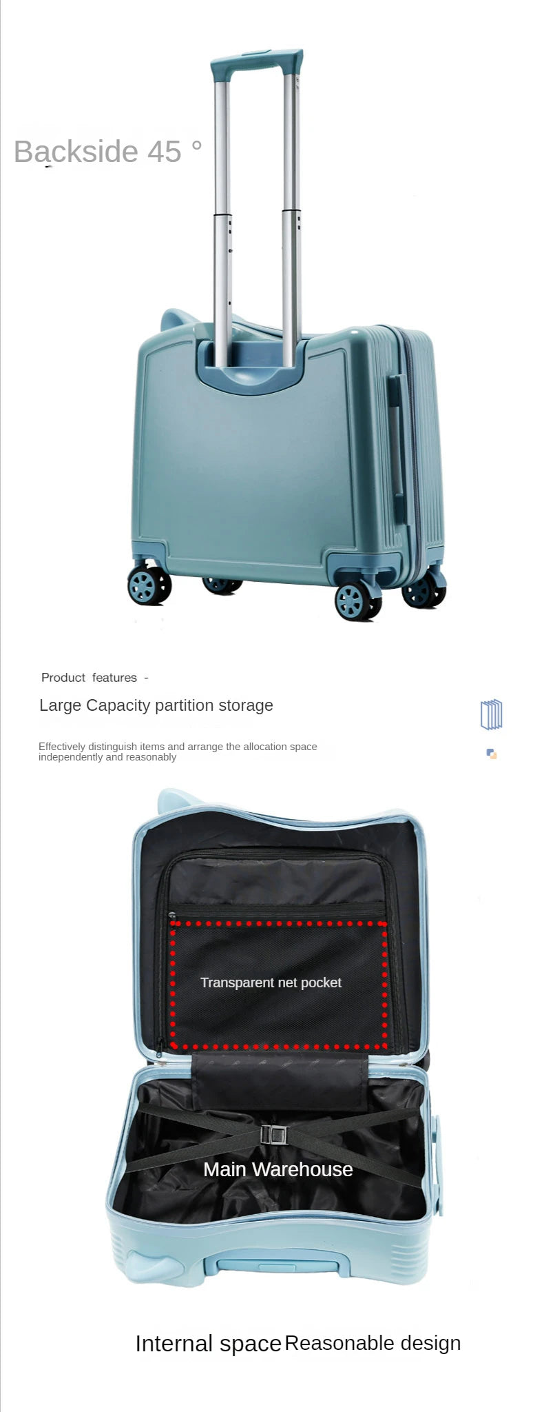 Kids Luggage Lovely Travel Suitcase on Spinner Wheels Sit and Ride Children's Travel Bag Password Carry on Trolley Luggage Bag