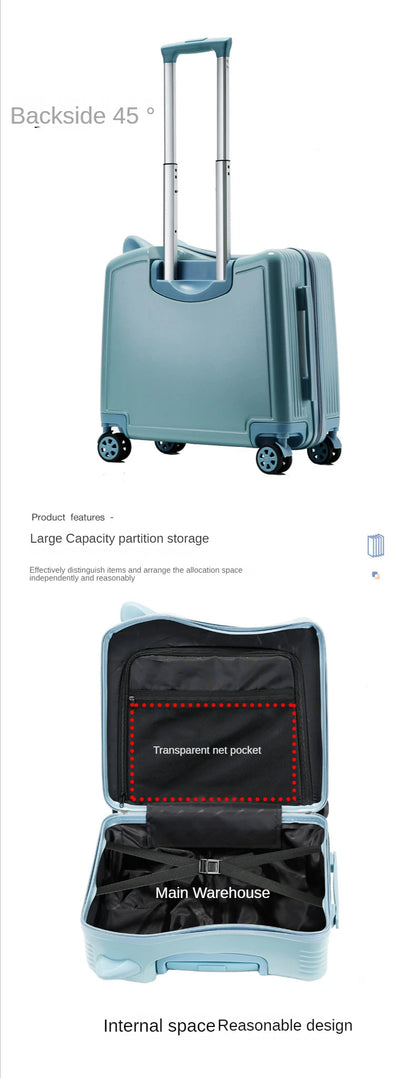 Kids Luggage Lovely Travel Suitcase on Spinner Wheels Sit and Ride Children's Travel Bag Password Carry on Trolley Luggage Bag