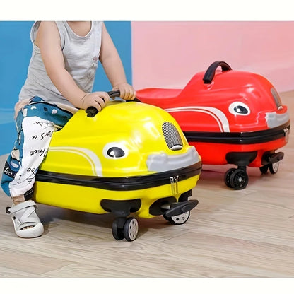 20-Inch Cartoon Car Kids' Pull-Along Suitcase with Spinner Wheels, 88.18LB Capacity, ABS PC Shell, Iron Handle, Zipper Closure