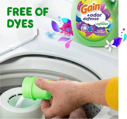 Super Fresh Blast Scent Liquid Fabric Softener, 140 FL OZ for 190 Loads, 2-in-1 Freshness and Odor Protection
