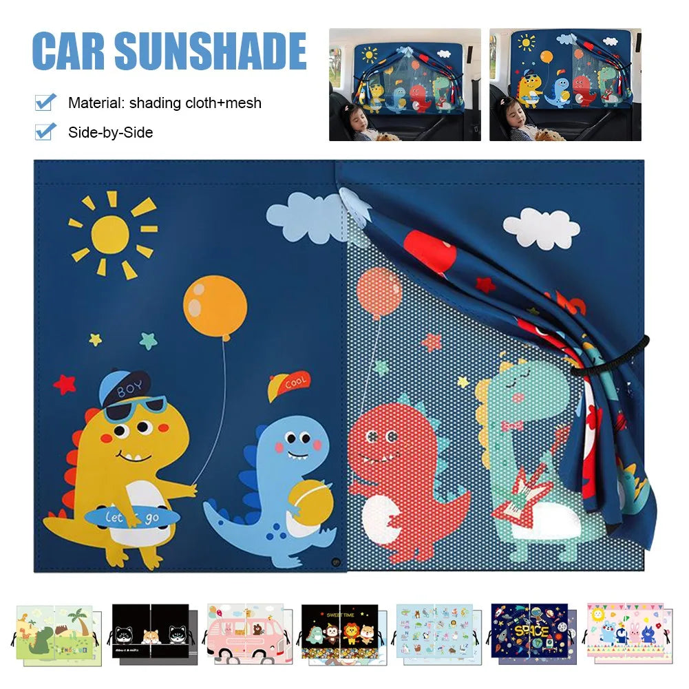 New 2 Layers Telescopic Magnetic Car Window Shades Mosquito Net Sun Cover Sunshade Uv Protection Block Mesh Curtain for Kid Baby