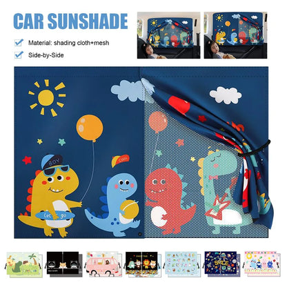 New 2 Layers Telescopic Magnetic Car Window Shades Mosquito Net Sun Cover Sunshade Uv Protection Block Mesh Curtain for Kid Baby