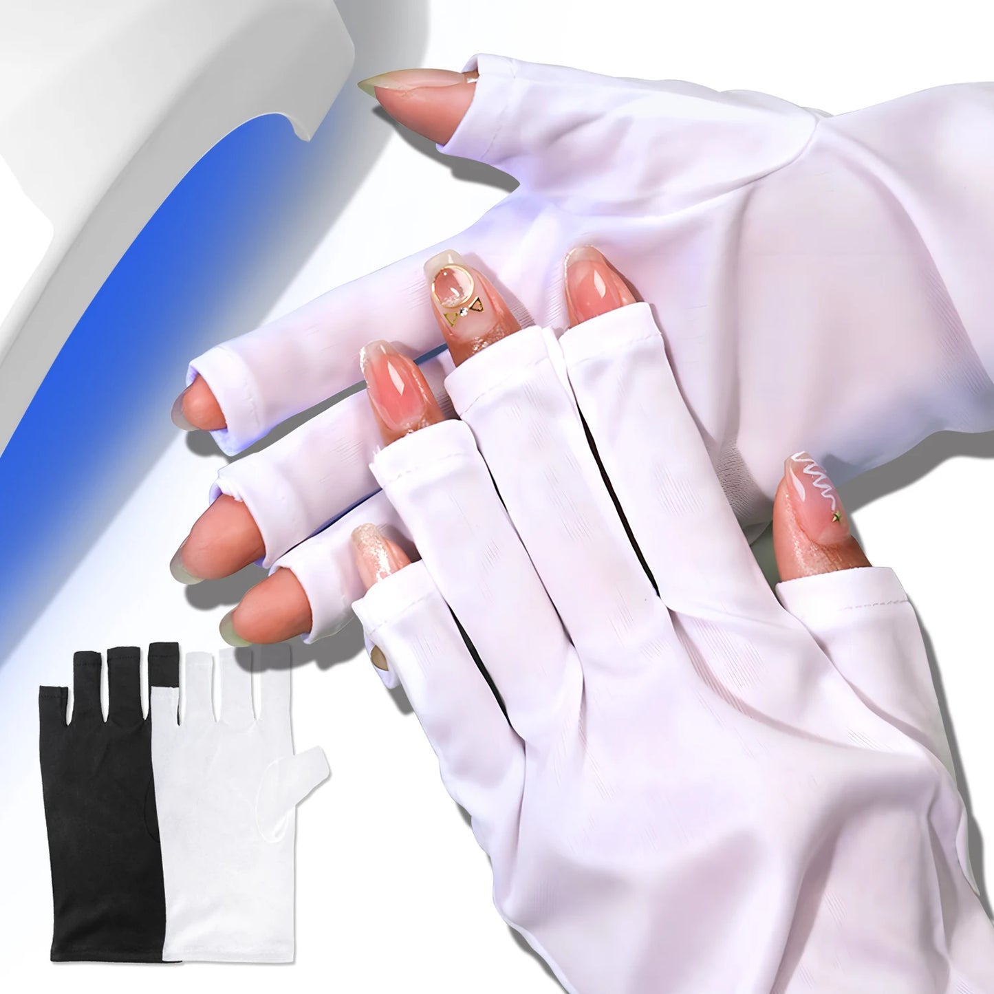 Anti UV Gloves Gel Professional Protection Gloves for ManicuresProtect Hands Nail Art Stretchy Fingerless Glove for Home Outdoor