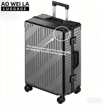 Large Capacity Aluminum Frame Luggage Spinner Wheels Travel Suitcase Durable for Men and Women 20/24 Inch