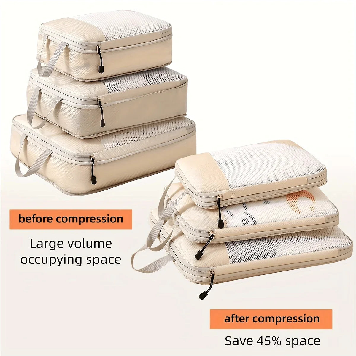 3 Piece Travel Compression Packing Cube, Travel Bag Luggage Organizer Travel Essentials Carry-On Luggage Compression Cube