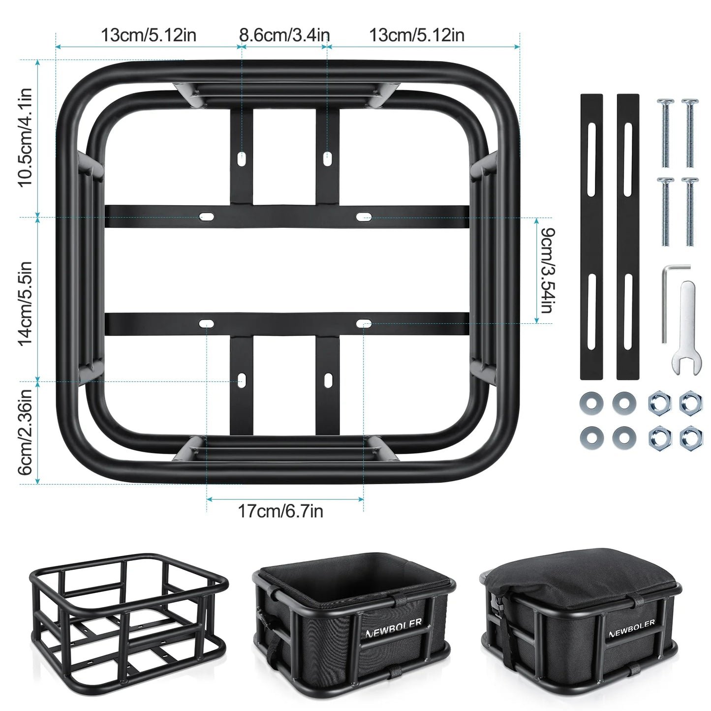 NEWBOLER E-Bike Luggage Rack Bag Heavy Metal Large Capacity Bicycle Rear Rack Basket Outdoor Travel Shopping MTB Road Bicycle