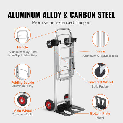 400lbs Folding Hand Truck Lightweight Dolly with Wheels Foldable Luggage Utility Cart for Warehouse Transport Moving