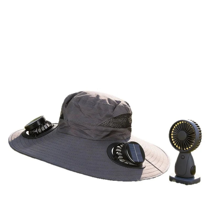 Solar Fan Hat Portable Solar Charging Cap with Fan for Outdoor Camping Fishing Hiking Sunscreen Fisherman Hat