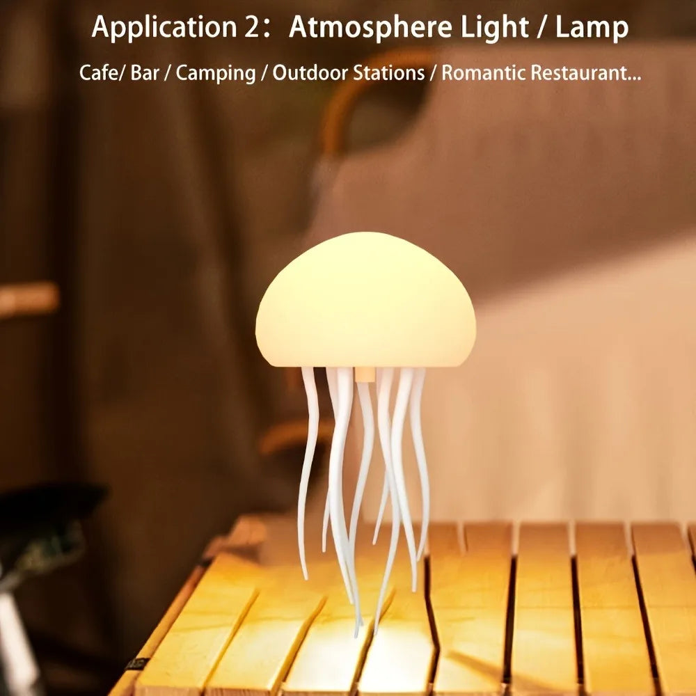 Bionic Jellyfish Night Light, USB Rechargeable with Voice Control,Dancing Tentacles,5 RGB Gradient,Floating Lamp,Bedroom Decor