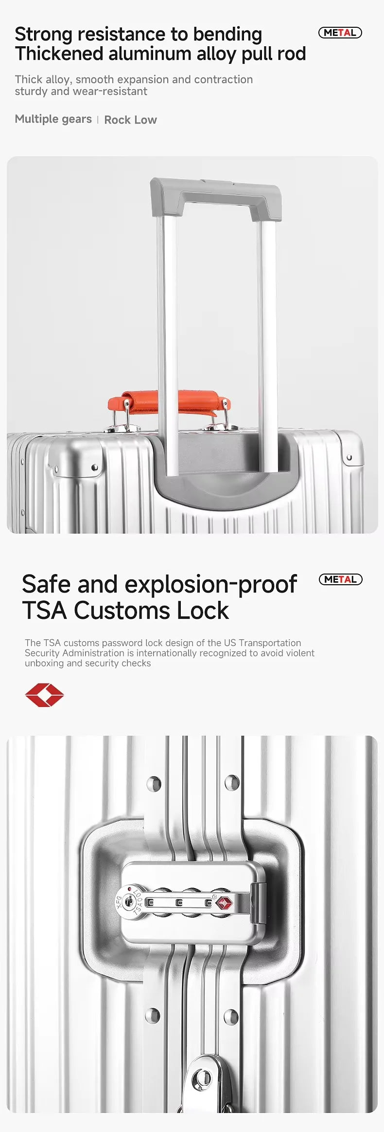 All Aluminum-Magnesium Suitcase Travel Rolling Luggage Alloy Trolley Case Bag with Spinner Silent Wheel TSA Lock Carry-On Cabins