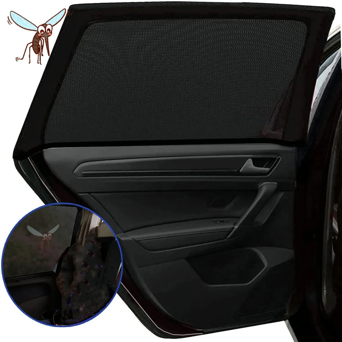 Car Sunshade Mosquito Net Curtain, Breathable Window Mesh, Sun & Insect Protection, Easy Install, for Vehicle & Camping