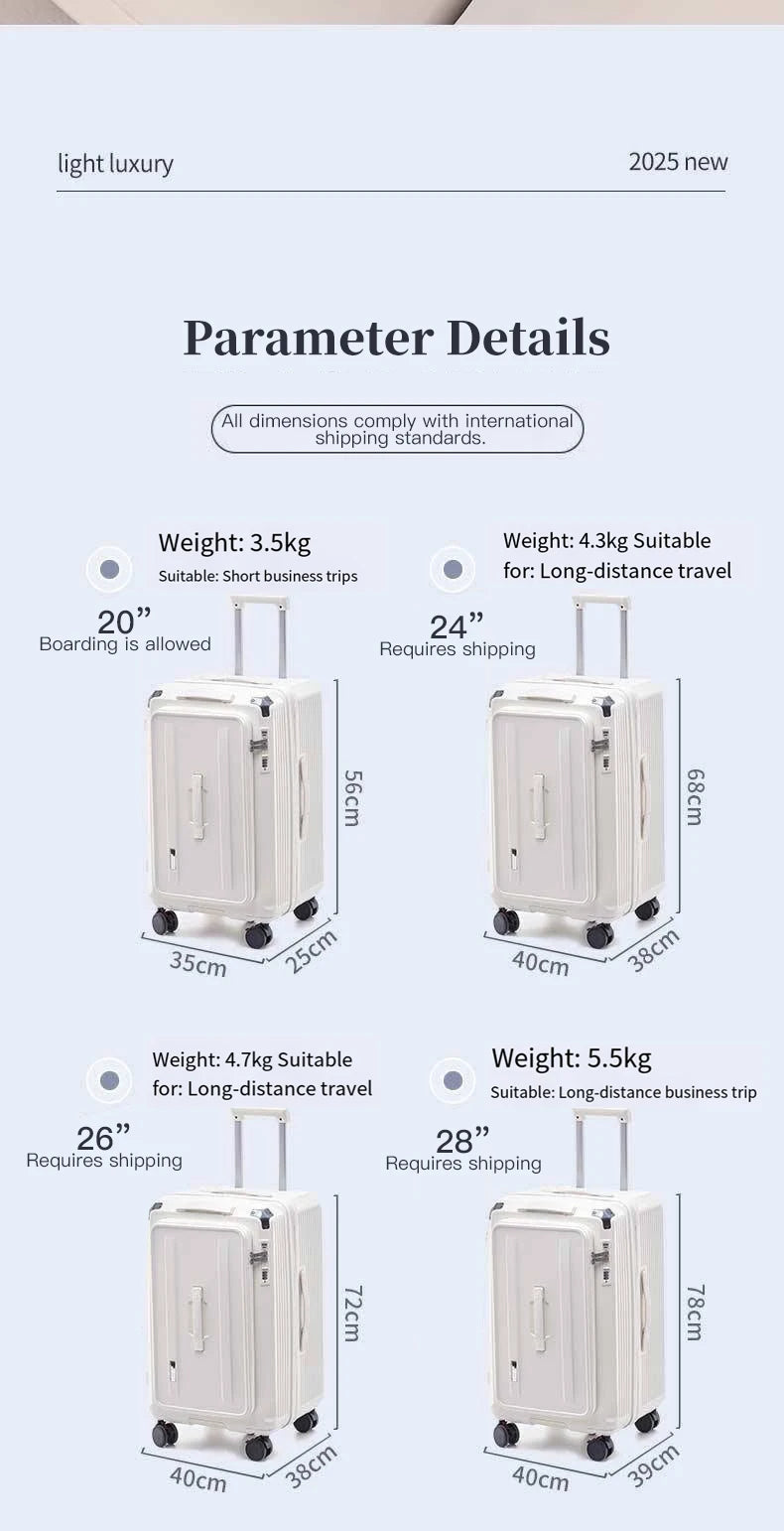 Expandable Luggage, Large-Capacity Thickened Trolley Case, 24-inch Travel Suitcase, Luggage with Combination Lock, Sturdy and Durable