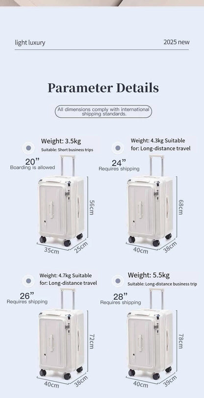 Expandable Luggage, Large-Capacity Thickened Trolley Case, 24-inch Travel Suitcase, Luggage with Combination Lock, Sturdy and Durable