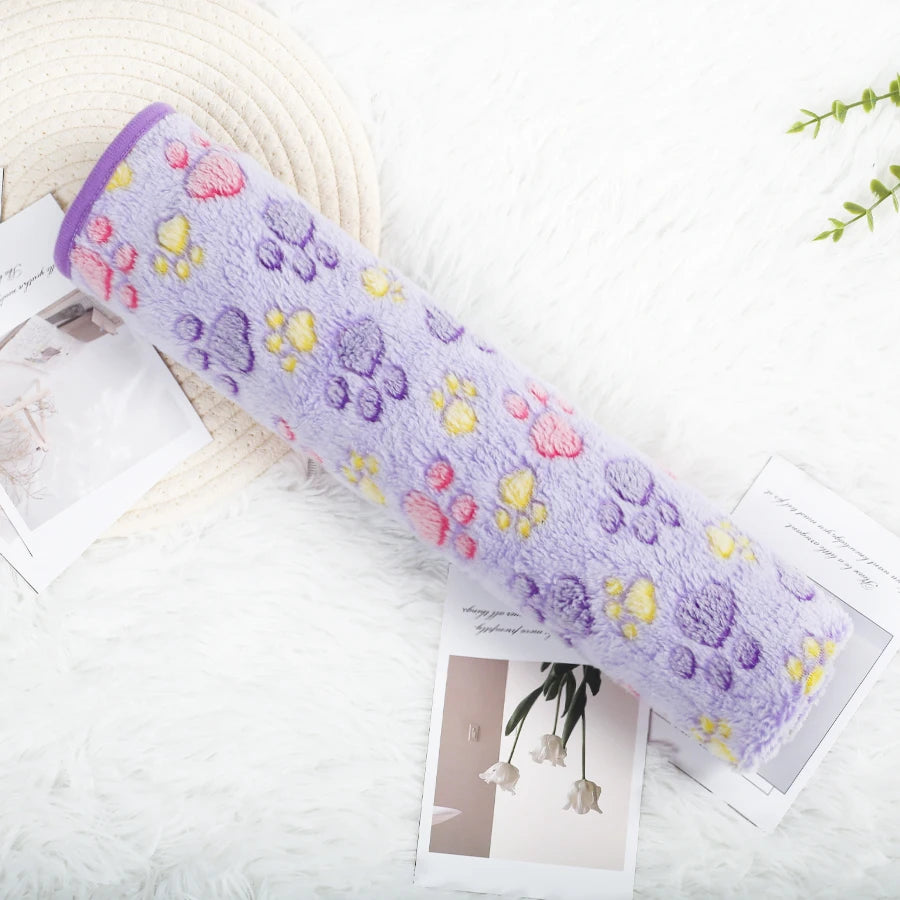 Soft Fluffy High Quality Pet Blanket Flannel Dog Sleep Blanket Paw Print Pattern Hamster Mat Warm Comfortable Cat Dog Blankets