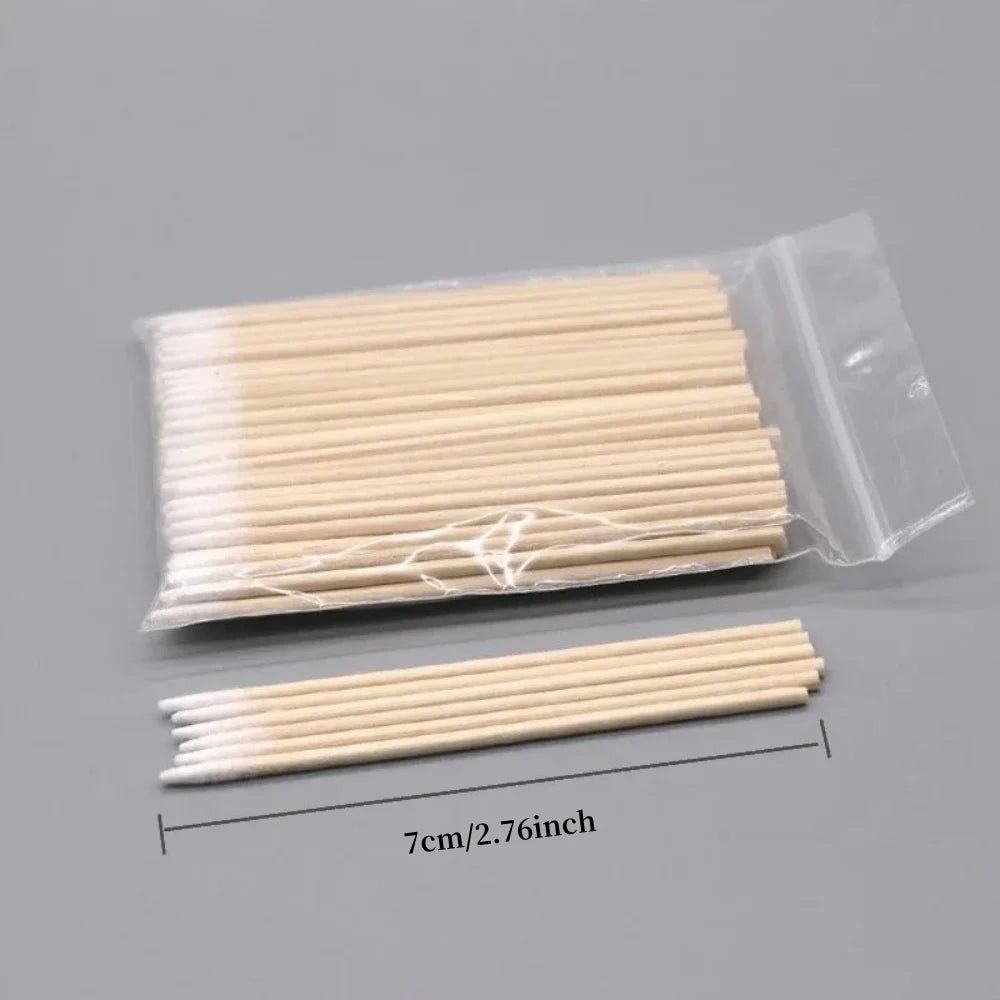 50/100/300/500 Nails Wooden Tip Cotton Stick Buds Disposable Ultra-Detail Corrector Nail Polish Remover Clean Sticks Manicure Tools