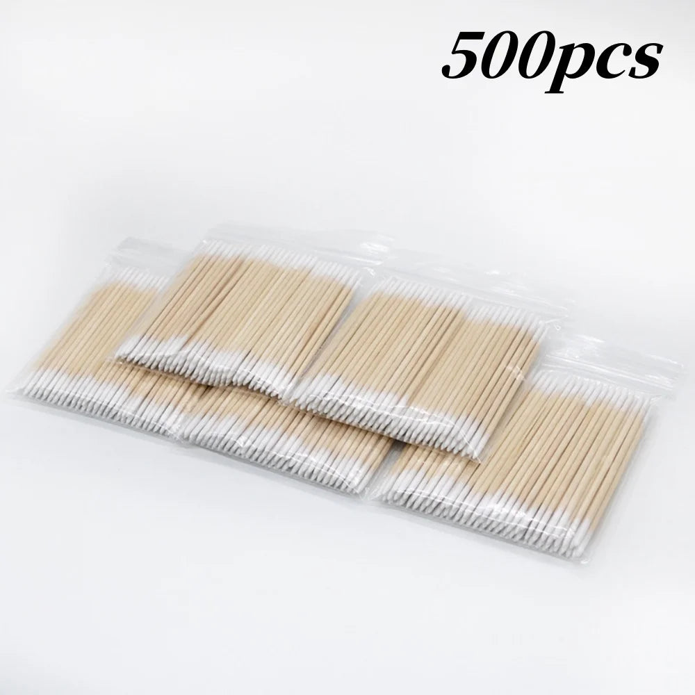 50/100/300/500 Nails Wooden Tip Cotton Stick Buds Disposable Ultra-Detail Corrector Nail Polish Remover Clean Sticks Manicure Tools