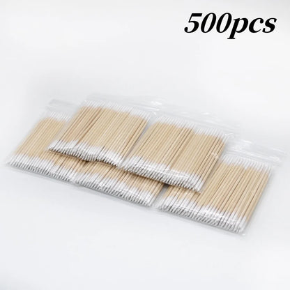 50/100/300/500 Nails Wooden Tip Cotton Stick Buds Disposable Ultra-Detail Corrector Nail Polish Remover Clean Sticks Manicure Tools