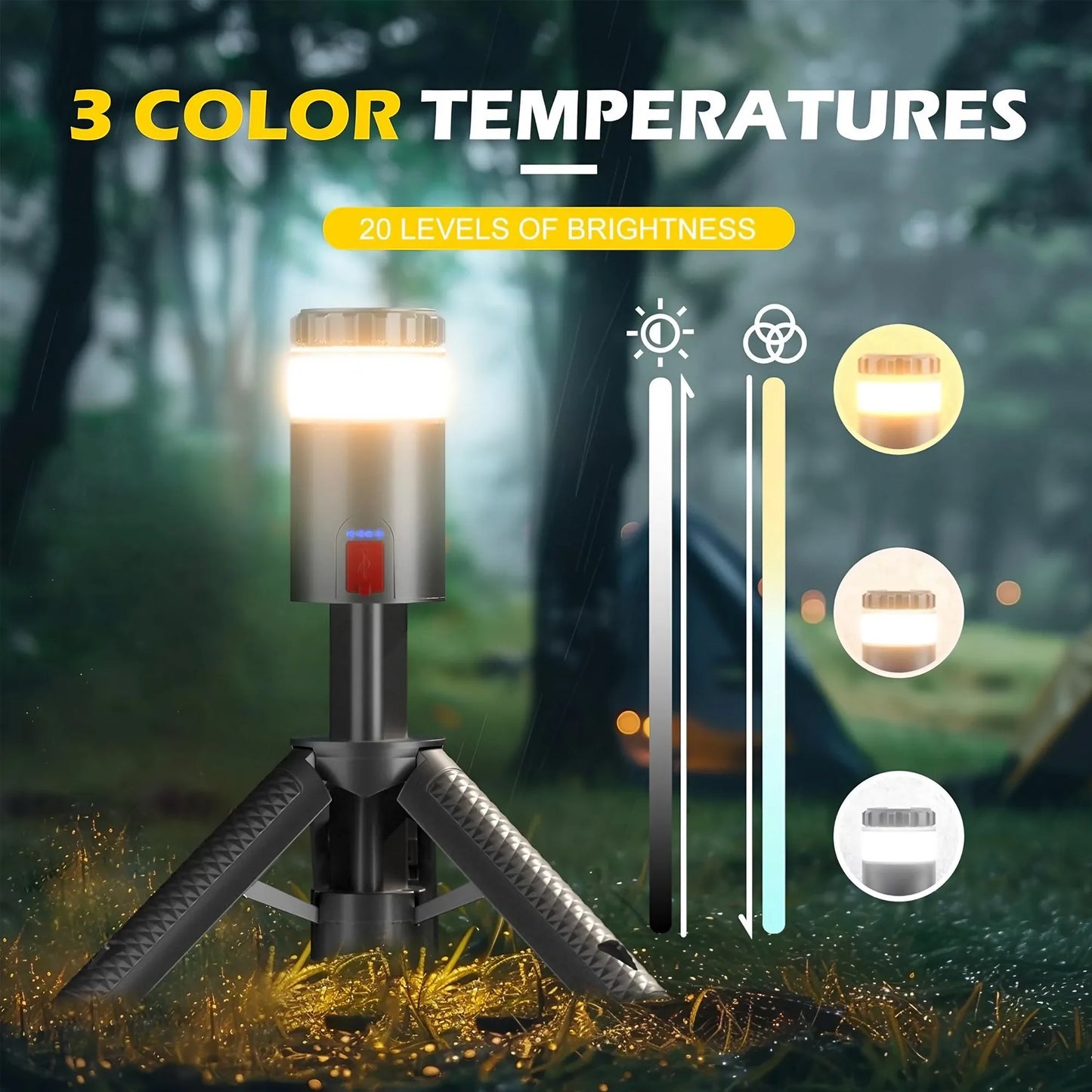 Outdoor Camping LED Lantern 6000mAh Rechargeable High Brightness Long Lasting Portable Light