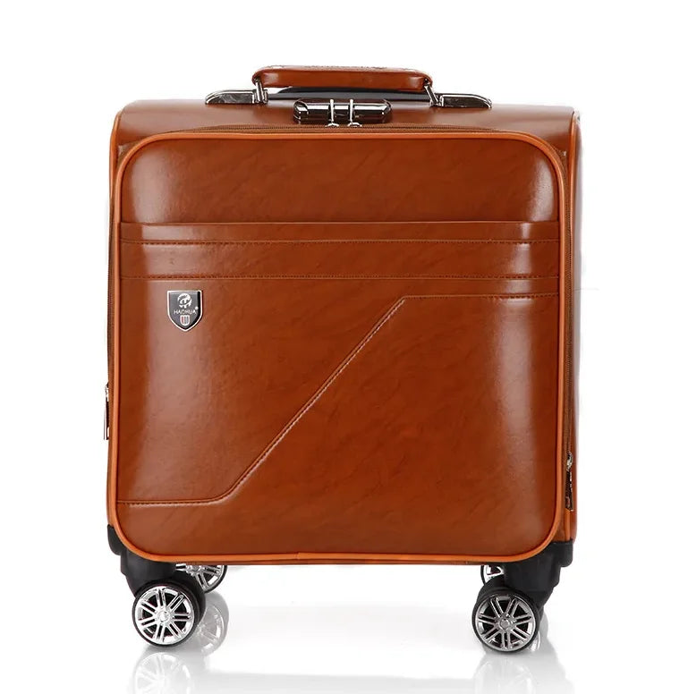 Men Business Travel Rolling Luggage Suitcase Under Seat Carry on Suitcases 18 Inch Travel Luggage Bag with 4 Spinner Wheels