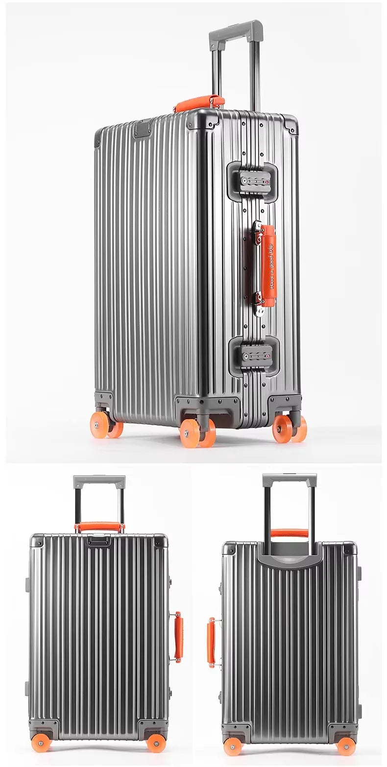 All Aluminum-Magnesium Suitcase Travel Rolling Luggage Alloy Trolley Case Bag with Spinner Silent Wheel TSA Lock Carry-On Cabins