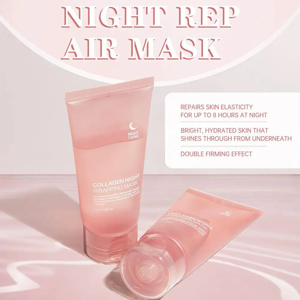 Hydrolyzed Collagen Overnight Facial Mask Wrapping Peel-Off Mask Hydrating Firming Mask for Elasticity Reduces Sagging Dullness