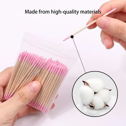 50/100/300/500 Nails Wooden Tip Cotton Stick Buds Disposable Ultra-Detail Corrector Nail Polish Remover Clean Sticks Manicure Tools