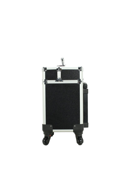 Aluminum Rolling Makeup Case Lockable Cosmetic Salon Organizer Trolley Case with Trays