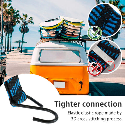 5Pcs Bungee Cords Elastic Bungees Cords with Hooks Heavy Duty Luggage Bungee Straps Anti-slip Flat Elasticity Rope for