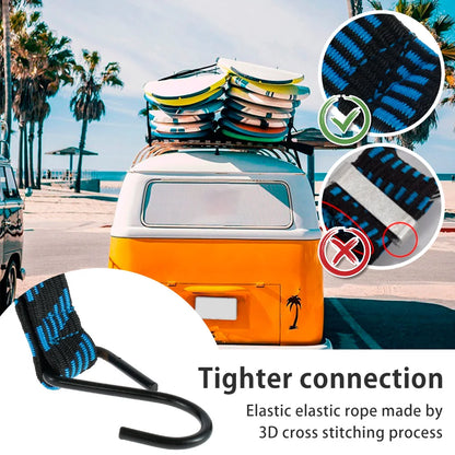 5Pcs Bungee Cords Elastic Bungees Cords with Hooks Heavy Duty Luggage Bungee Straps Anti-slip Flat Elasticity Rope for