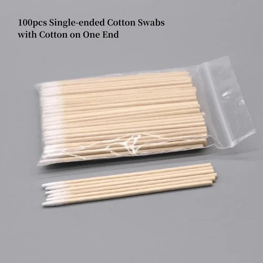 50/100/300/500 Nails Wooden Tip Cotton Stick Buds Disposable Ultra-Detail Corrector Nail Polish Remover Clean Sticks Manicure Tools