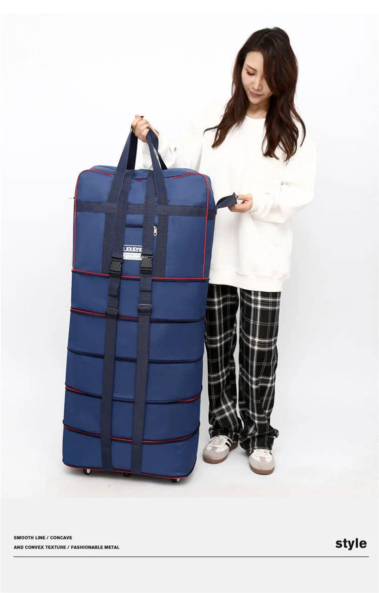 Folding Travel Bag Suitcase Spinner Wheel Abroad 158 Air Consignment Large Capacity Telescopic Duffle Bag