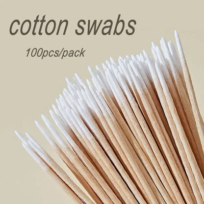 50/100/300/500 Nails Wooden Tip Cotton Stick Buds Disposable Ultra-Detail Corrector Nail Polish Remover Clean Sticks Manicure Tools