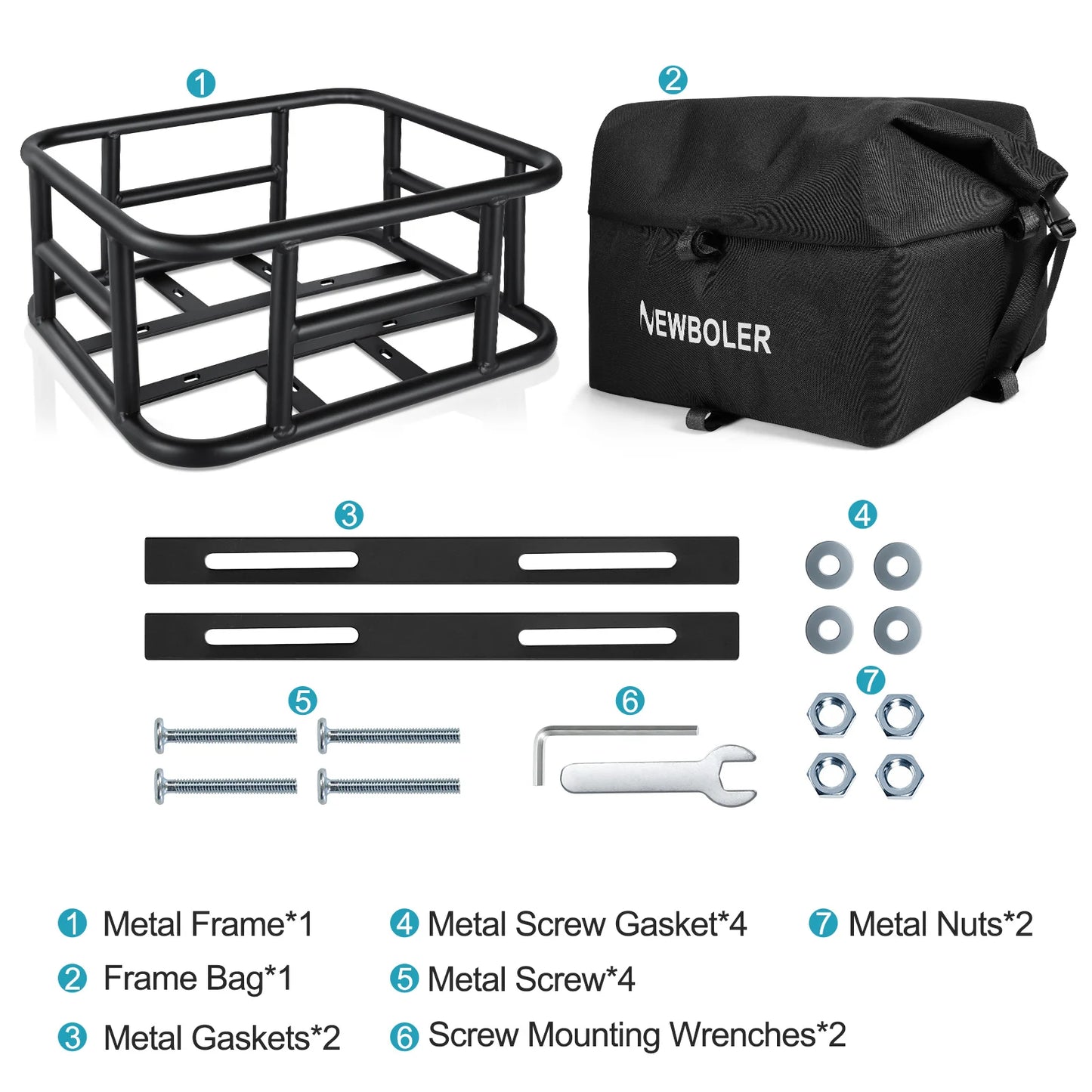 NEWBOLER E-Bike Luggage Rack Bag Heavy Metal Large Capacity Bicycle Rear Rack Basket Outdoor Travel Shopping MTB Road Bicycle