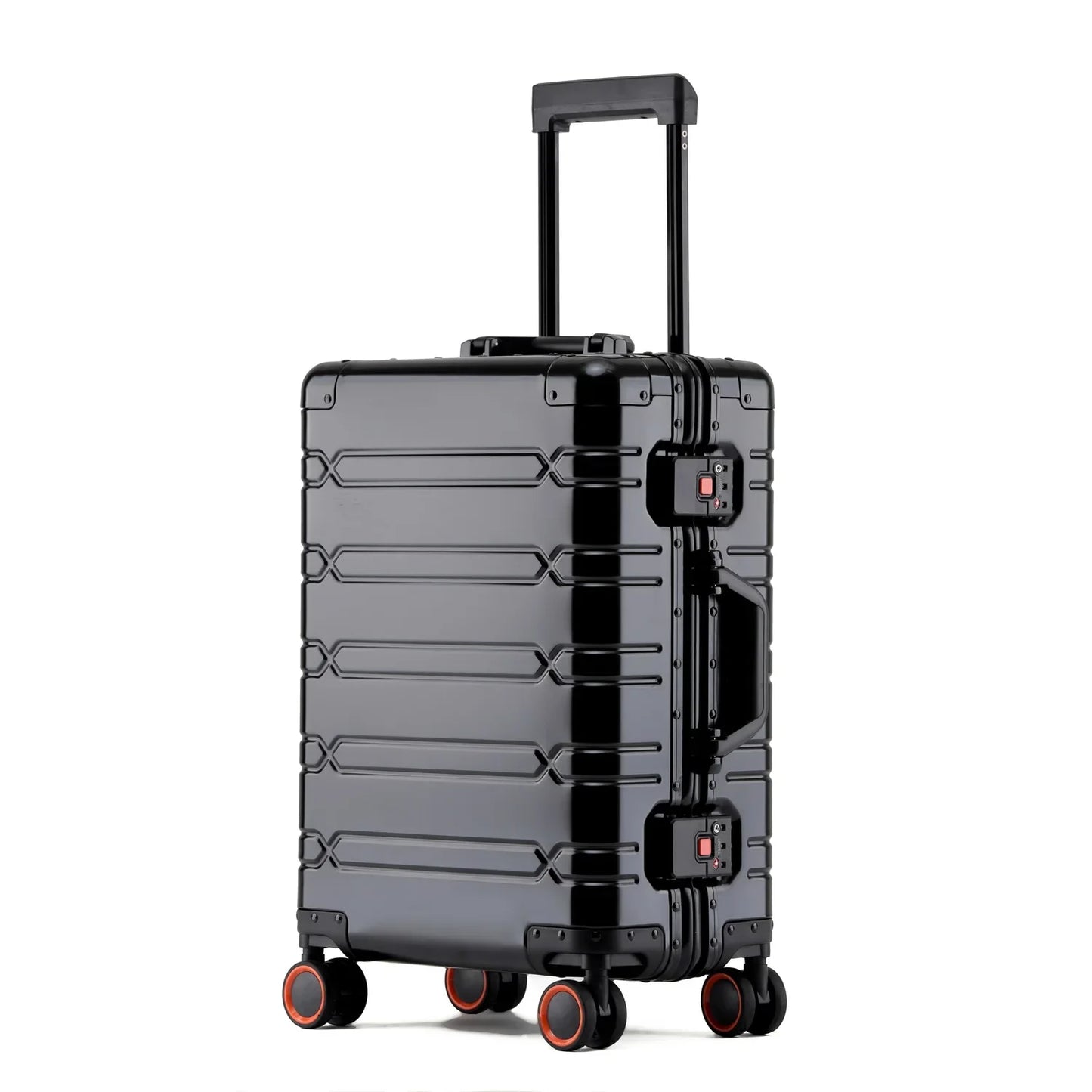 Large-Capacity 100% Aluminum Travel Luggage 20/24/29 Inch 360° Spinner Wheels TSA Lock Carry-On Checked Trolley Suitcase