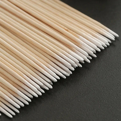 50/100/300/500 Nails Wooden Tip Cotton Stick Buds Disposable Ultra-Detail Corrector Nail Polish Remover Clean Sticks Manicure Tools