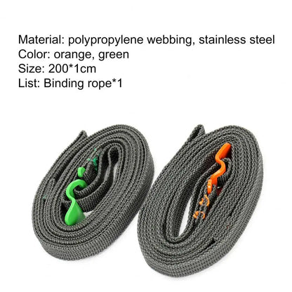 200cm Camping Outdoor Travel Equipment Durable Quick Release Luggage Strap with Stainless Steel Buckle Hook Release Type Gear