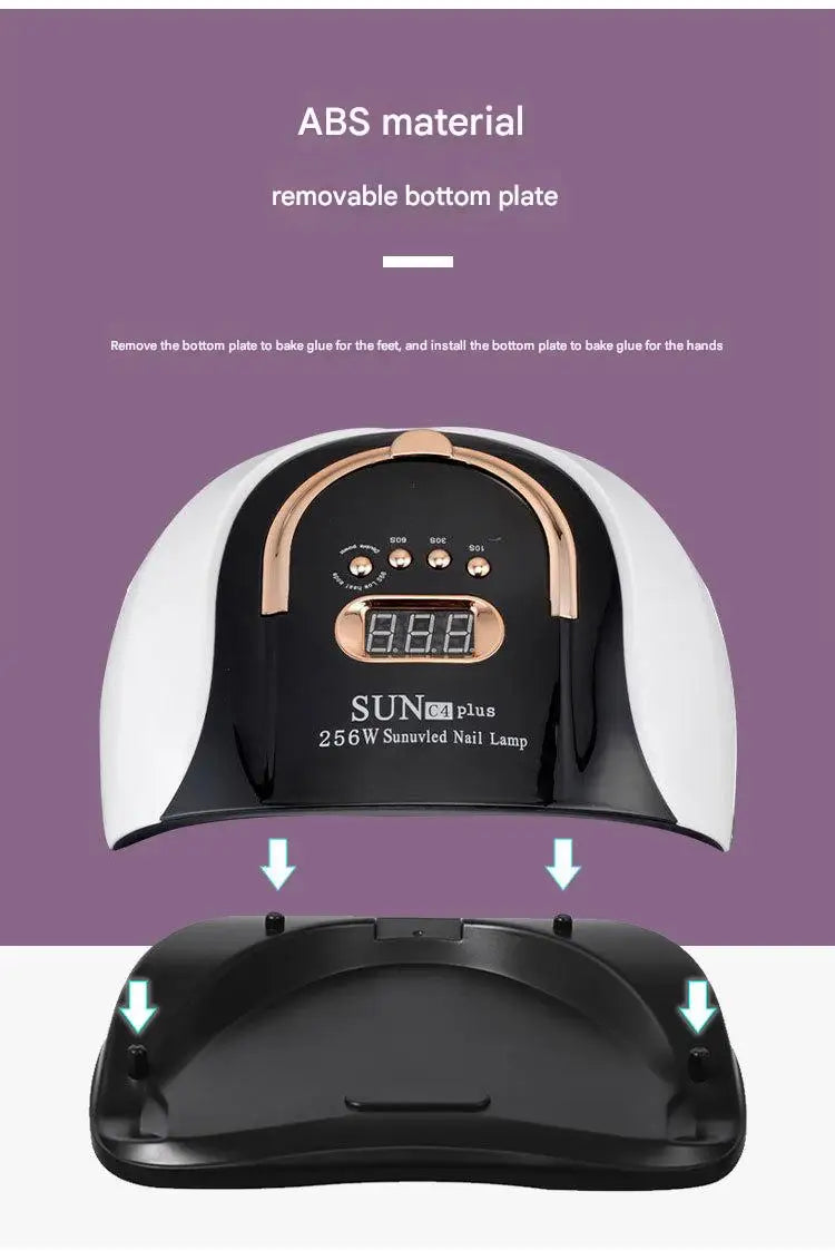 256W UV LED Nail Lamp - Fast Curing Smart Sensor Light, Professional Gel Polish Dryer with Handle for Home Salon Use