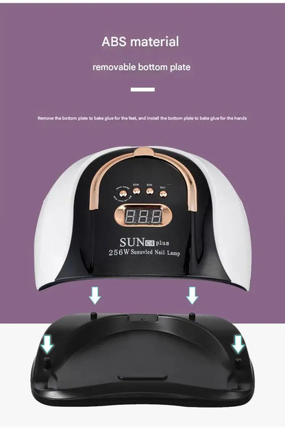256W UV LED Nail Lamp - Fast Curing Smart Sensor Light, Professional Gel Polish Dryer with Handle for Home Salon Use