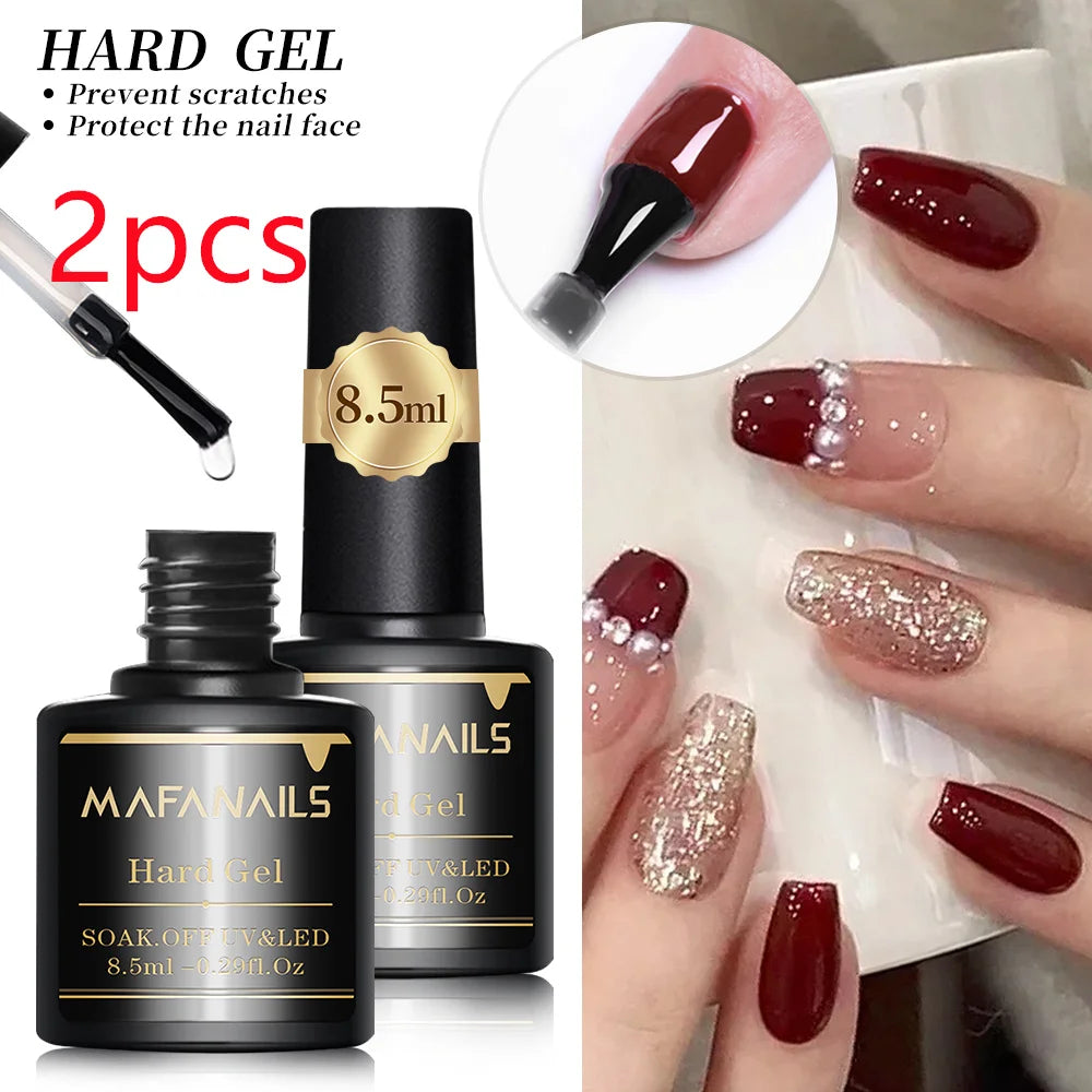 2pcs 8.5ml Base Coat & Top Coat Gel Nail Polish Set - Long Lasting Soak Off LED Nail Lamp Gel Base Top Coat Finish Nail Varnish