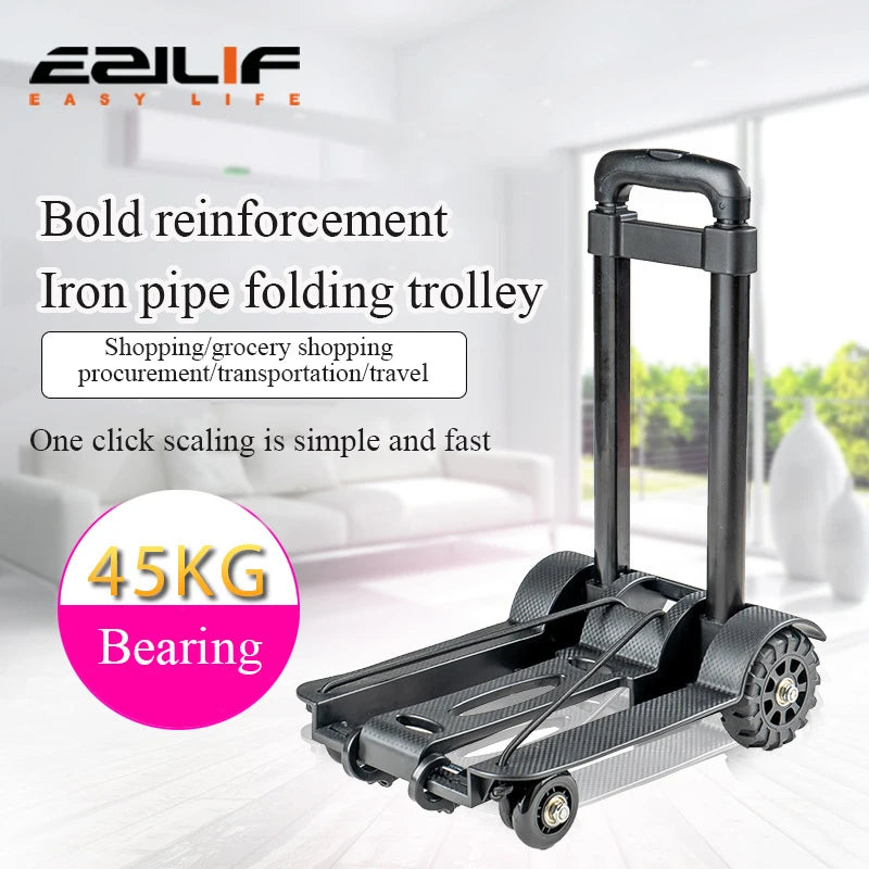 2/4 Wheeled Small Truck with Foldable Pull Rod, Portable Shopping Cart, Household Grocery Cart, Small Pull Cart, Luggage Cart