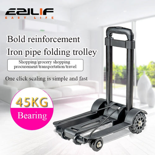 2/4 Wheeled Small Truck with Foldable Pull Rod, Portable Shopping Cart, Household Grocery Cart, Small Pull Cart, Luggage Cart